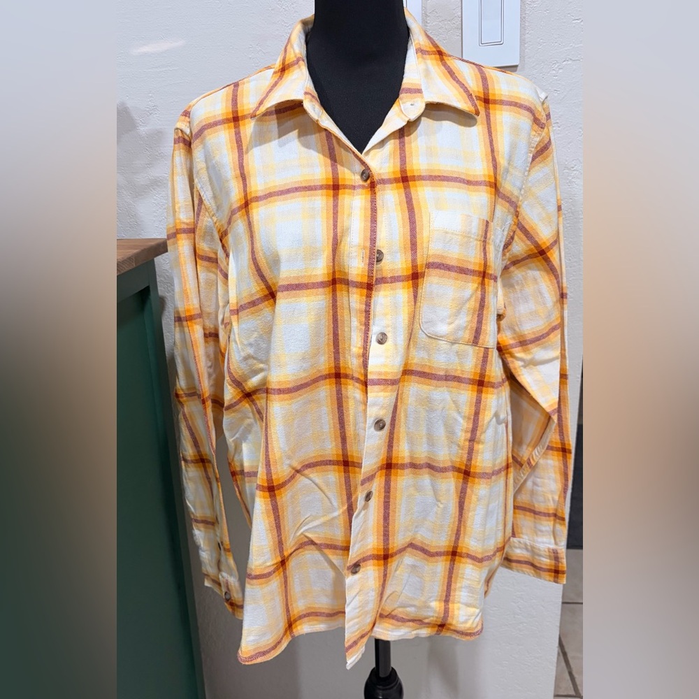 Universal Thread Flannel Yellow and Brown Plaid Shirt